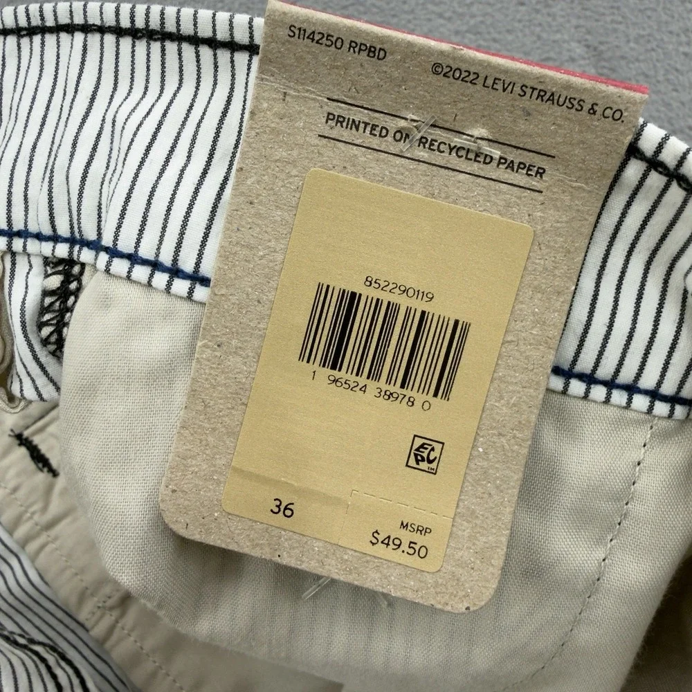 Levis XX Standard Fit Chino Shorts Mens 36 Camus Stripe Ivory Mineral Black